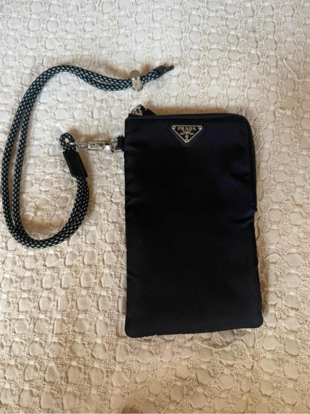 Prada Black Nylon Wristlet with Rope Strap